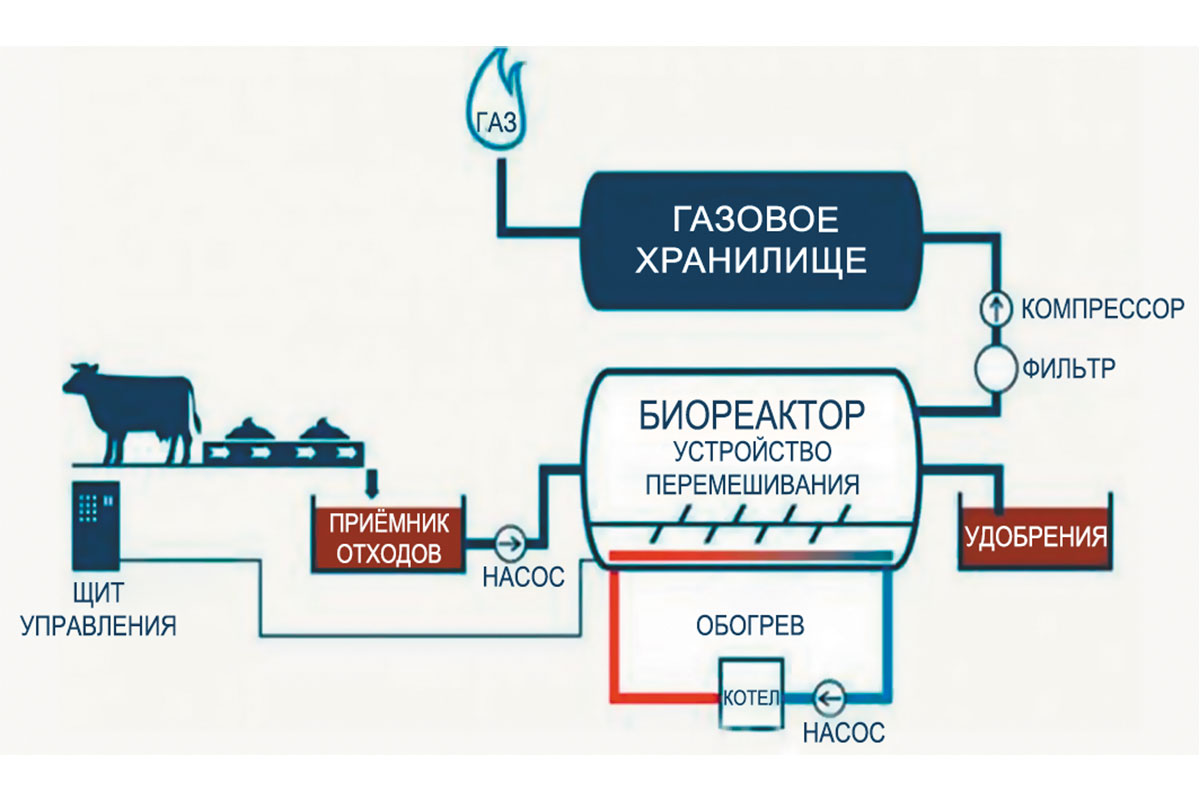 Рис. 6. Получение биогаза из отходов животноводства